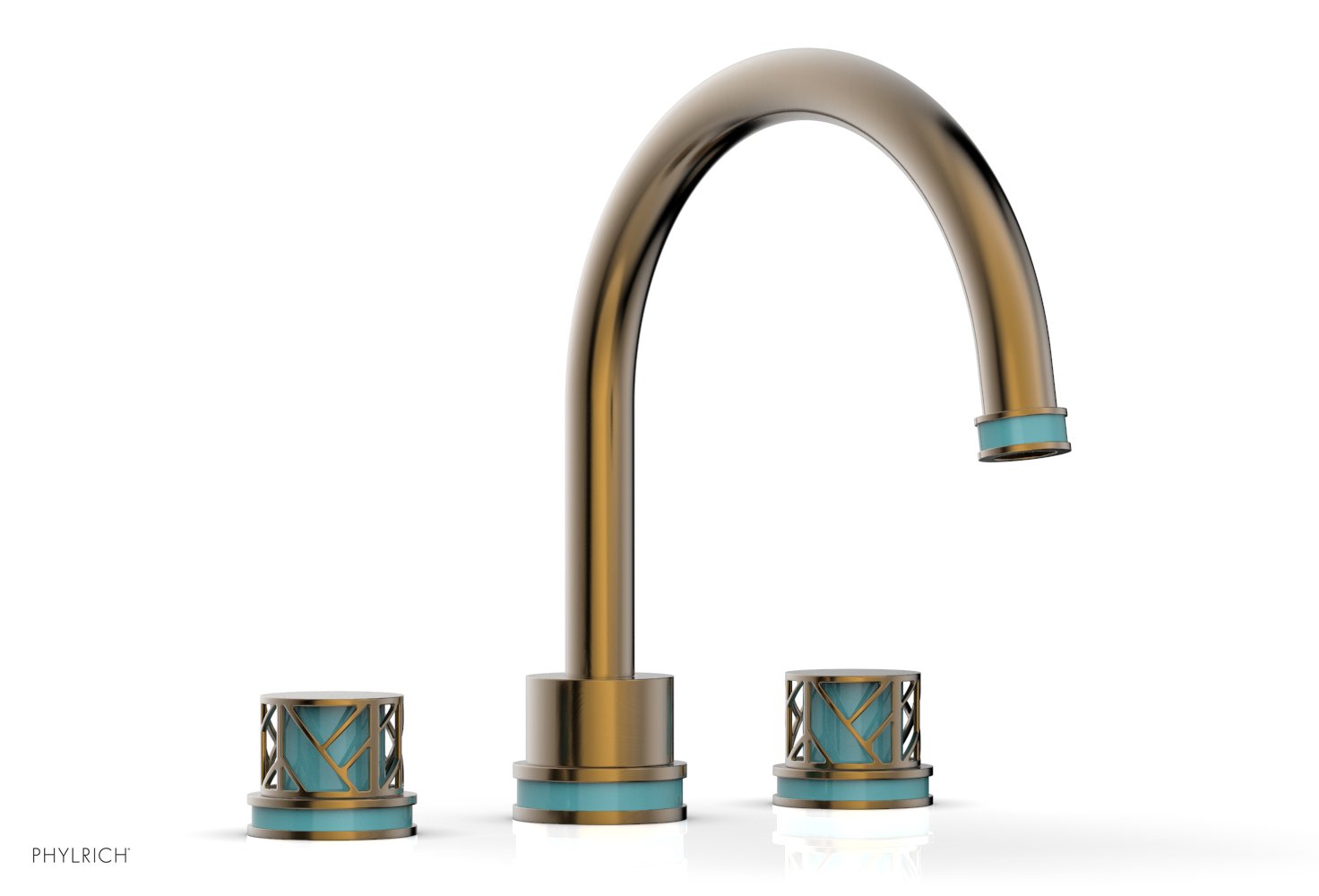 Phylrich JOLIE Deck Tub Set - Round Handles with "Turquoise" Accents