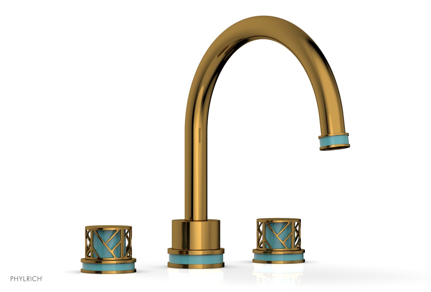 Phylrich JOLIE Deck Tub Set - Round Handles with "Turquoise" Accents