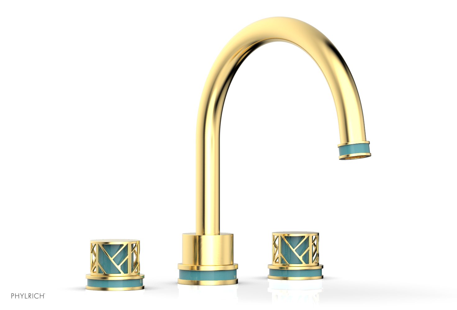 Phylrich JOLIE Deck Tub Set - Round Handles with "Turquoise" Accents