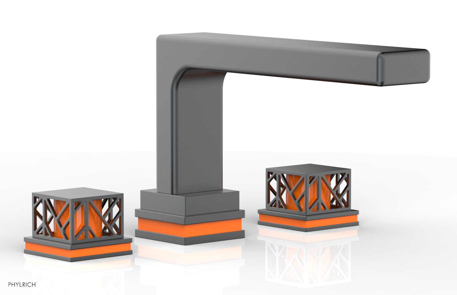 Phylrich JOLIE Deck Tub Set - Square Handles with "Orange" Accents