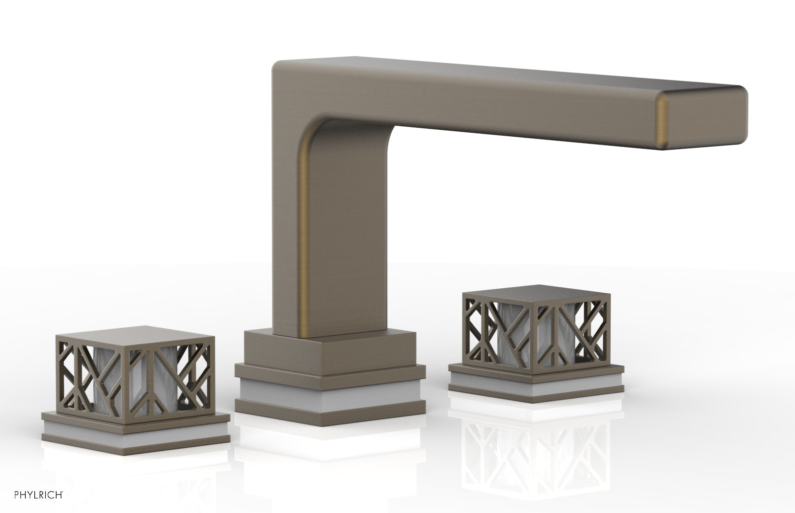 Phylrich JOLIE Deck Tub Set - Square Handles with "Grey" Accents