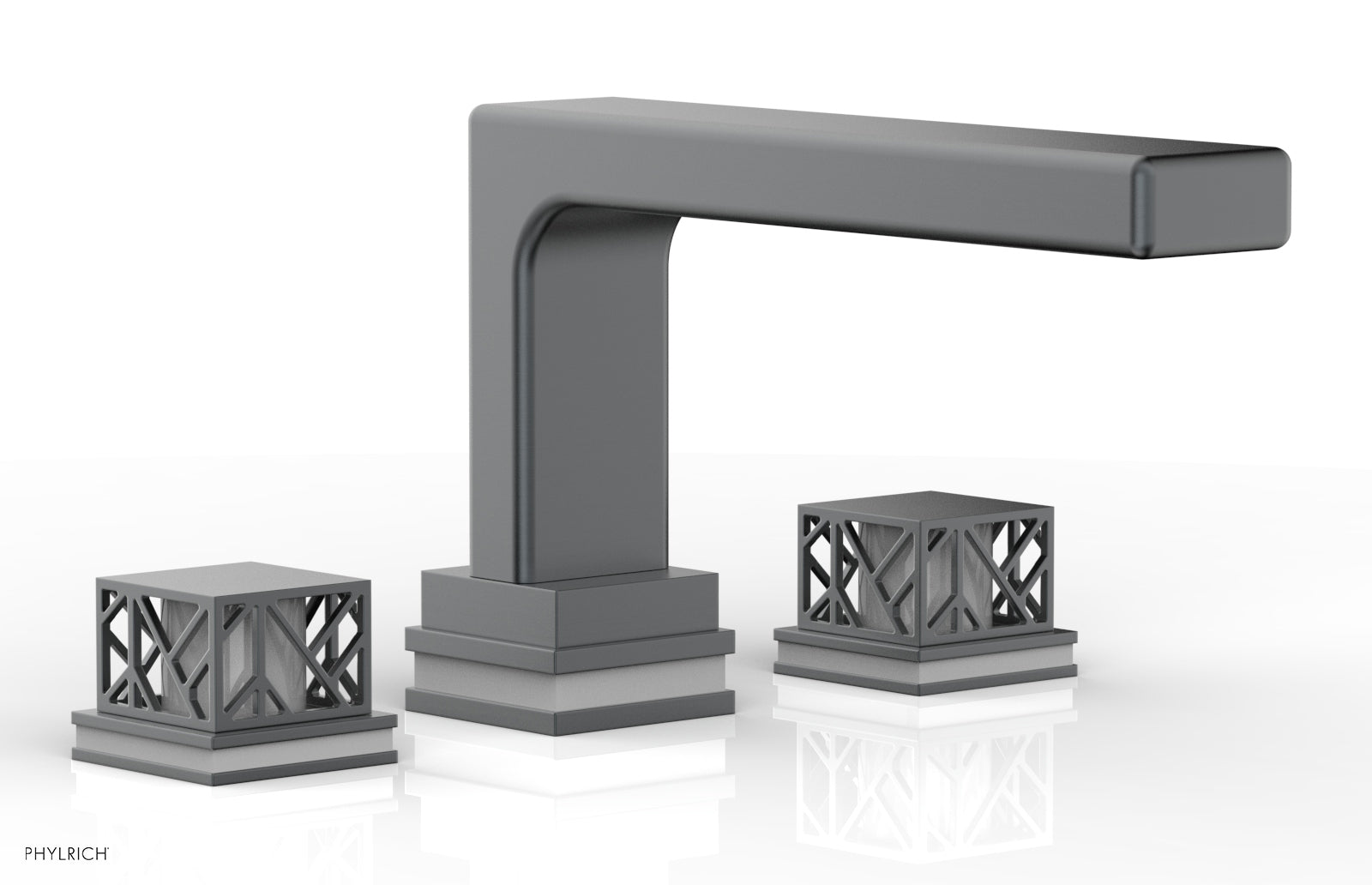 Phylrich JOLIE Deck Tub Set - Square Handles with "Grey" Accents