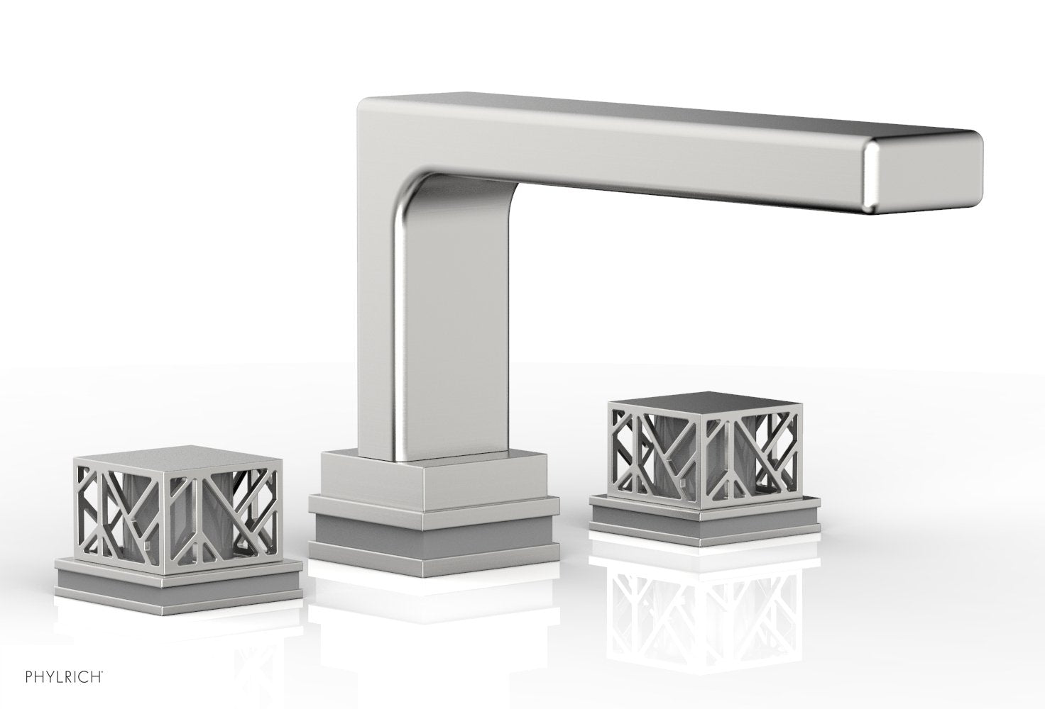 Phylrich JOLIE Deck Tub Set - Square Handles with "Grey" Accents