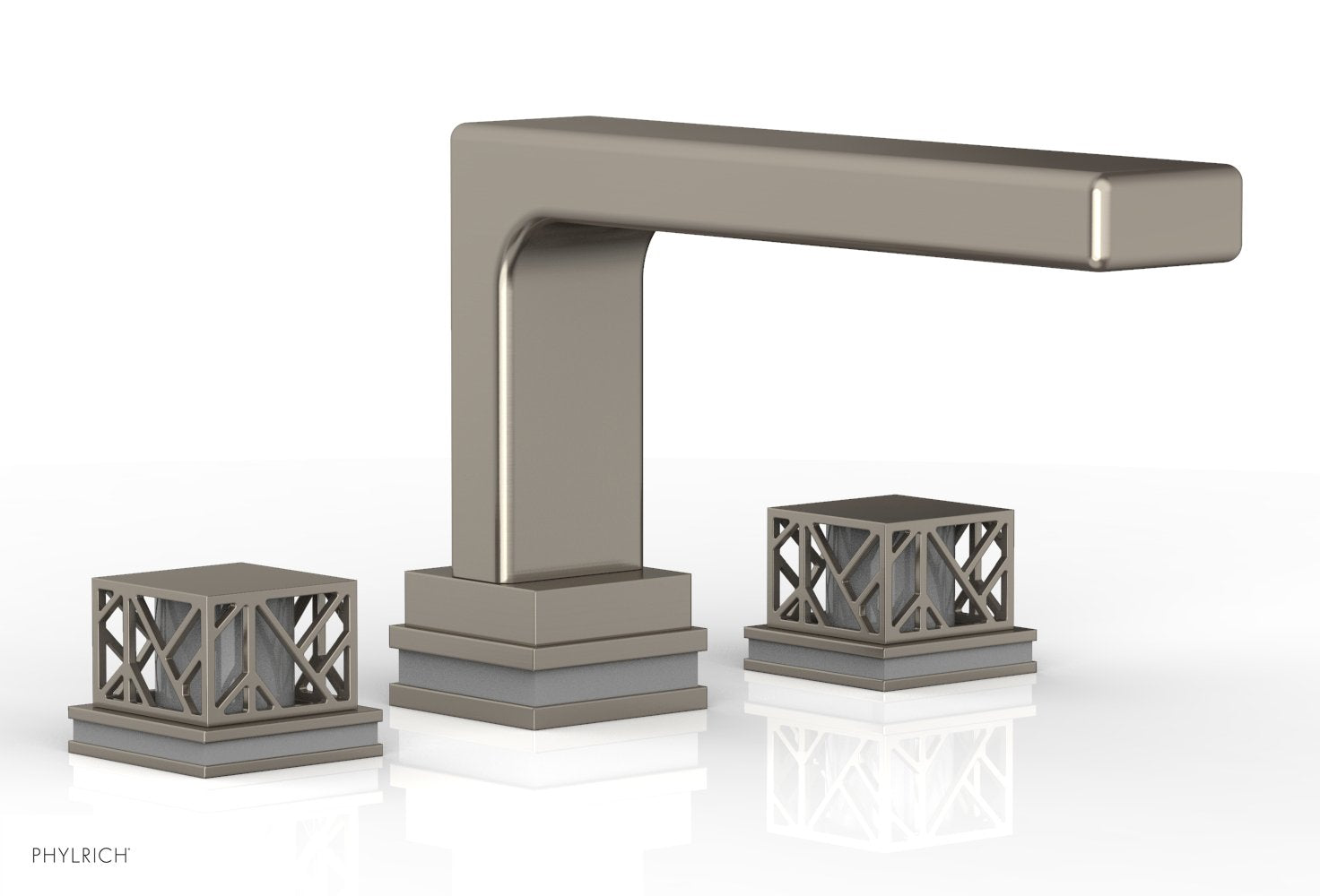 Phylrich JOLIE Deck Tub Set - Square Handles with "Grey" Accents
