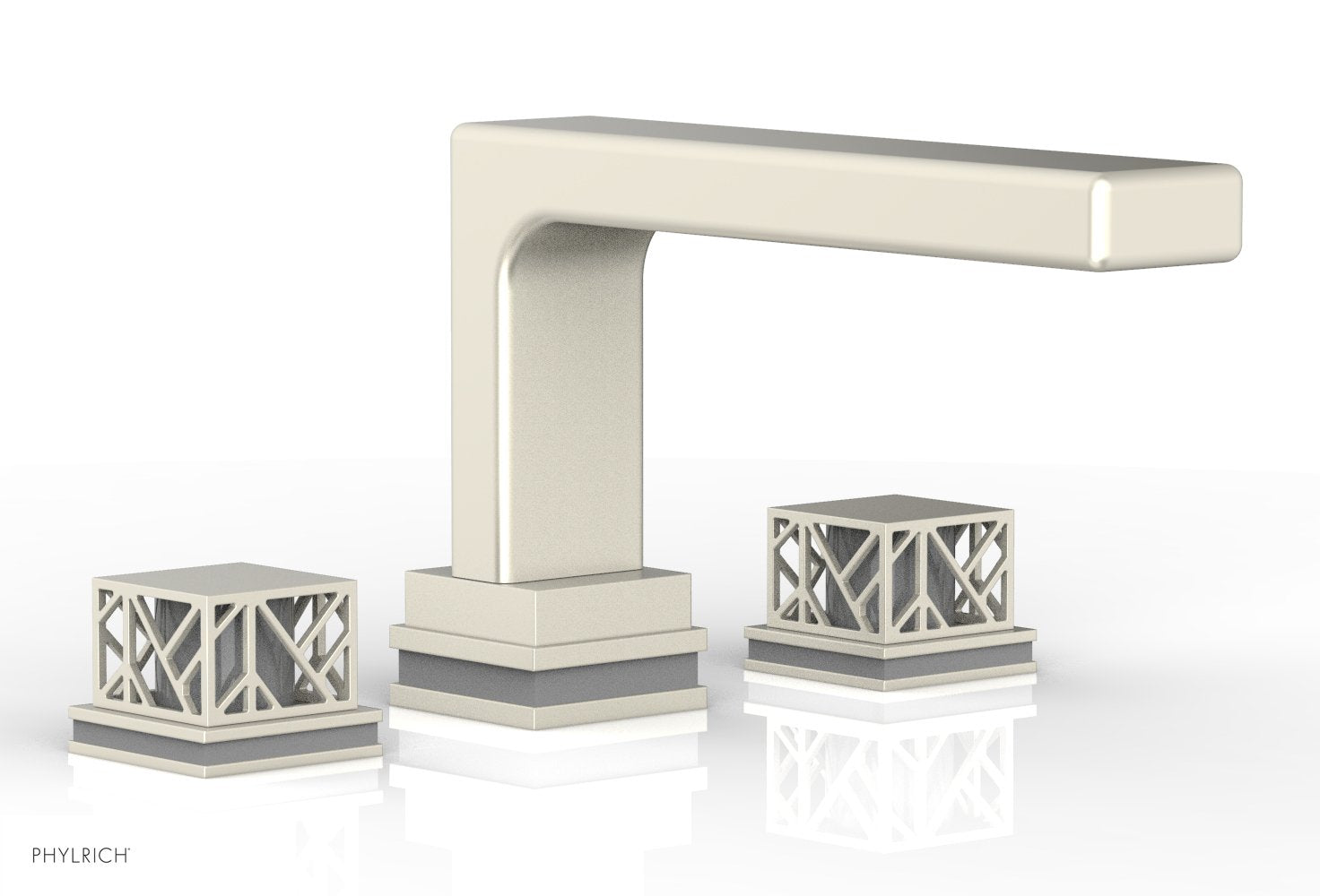 Phylrich JOLIE Deck Tub Set - Square Handles with "Grey" Accents