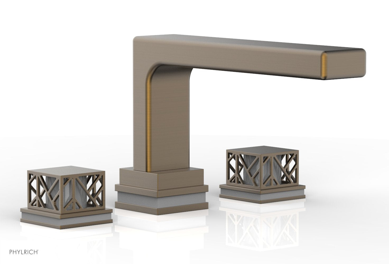 Phylrich JOLIE Deck Tub Set - Square Handles with "Grey" Accents