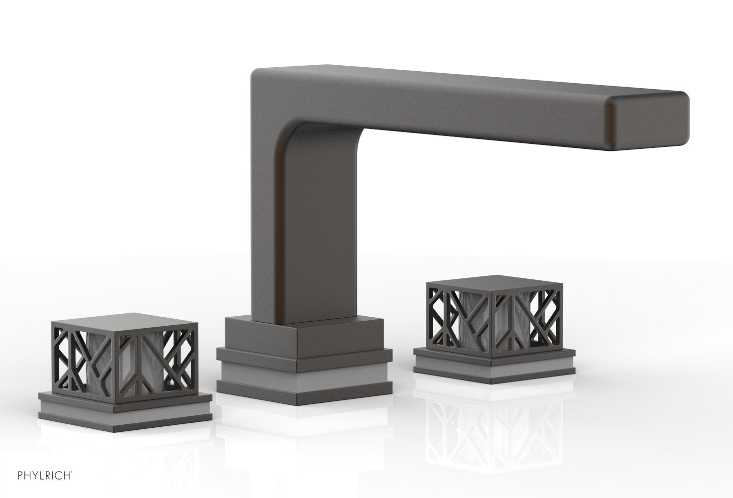 Phylrich JOLIE Deck Tub Set - Square Handles with "Grey" Accents