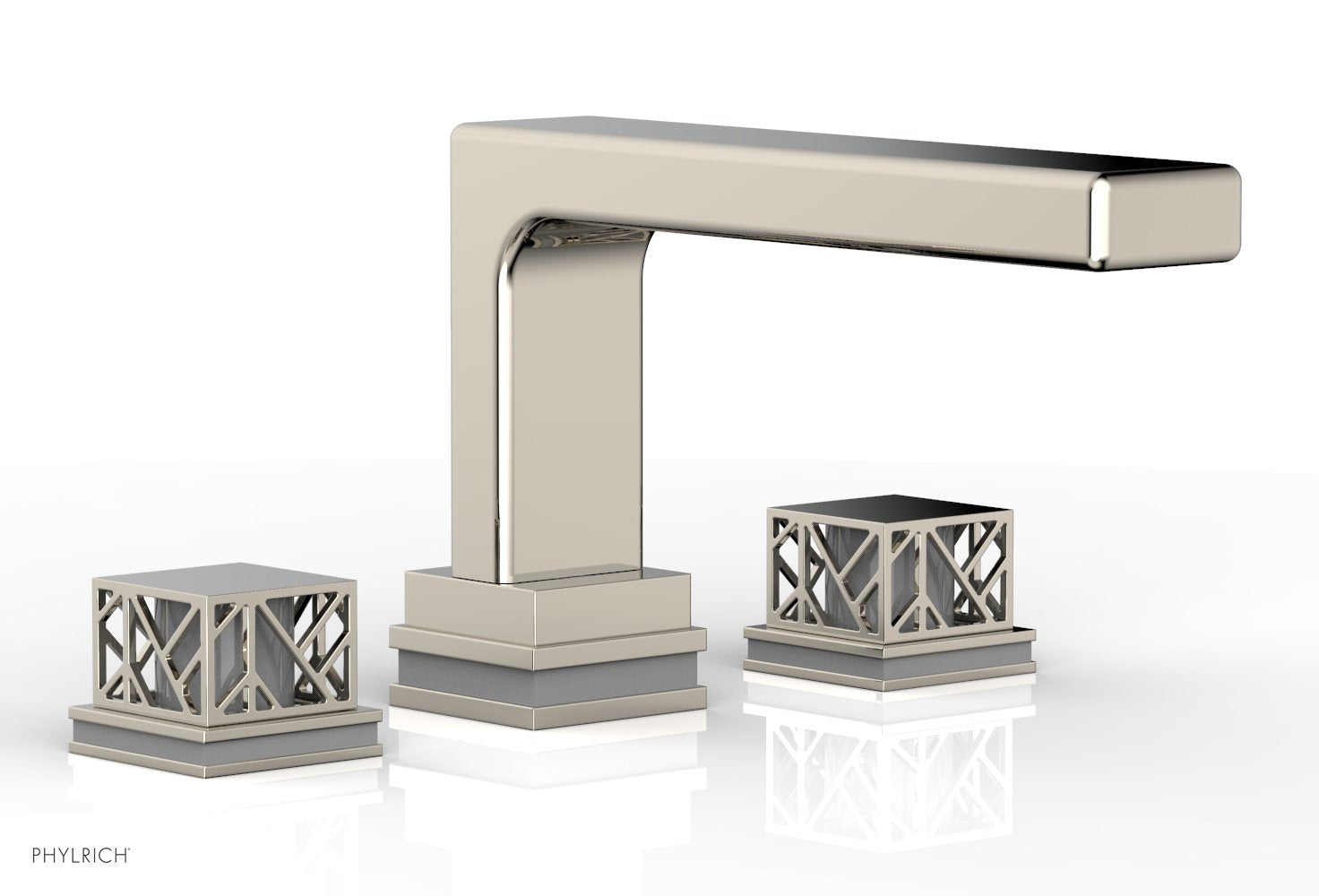 Phylrich JOLIE Deck Tub Set - Square Handles with "Grey" Accents