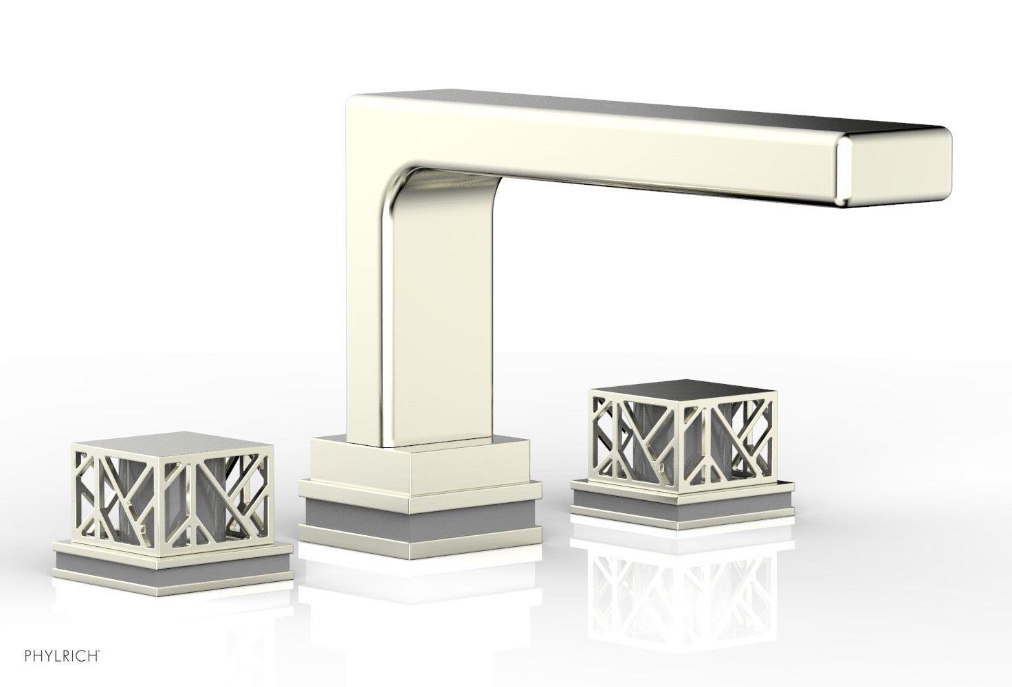 Phylrich JOLIE Deck Tub Set - Square Handles with "Grey" Accents
