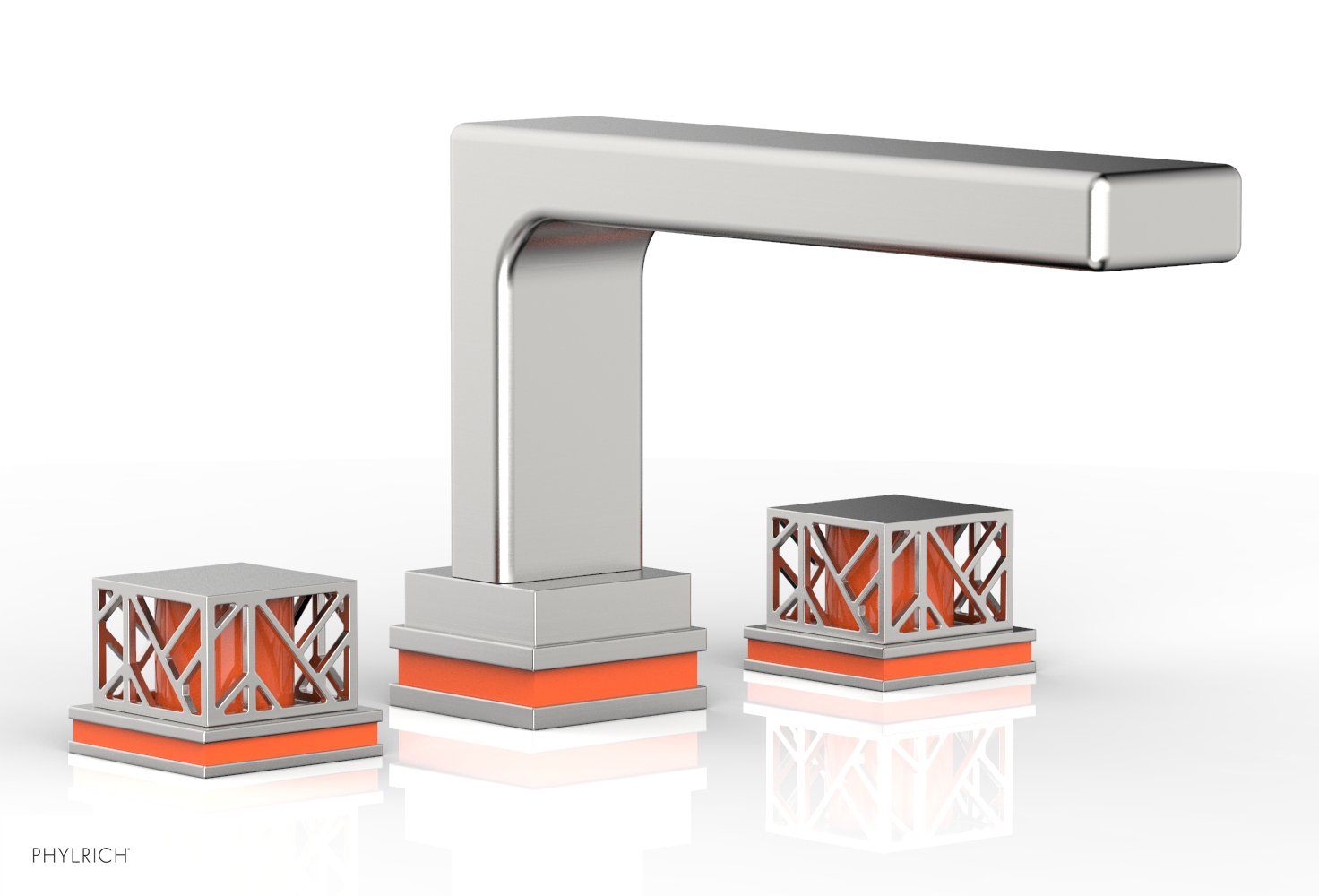 Phylrich JOLIE Deck Tub Set - Square Handles with "Orange" Accents