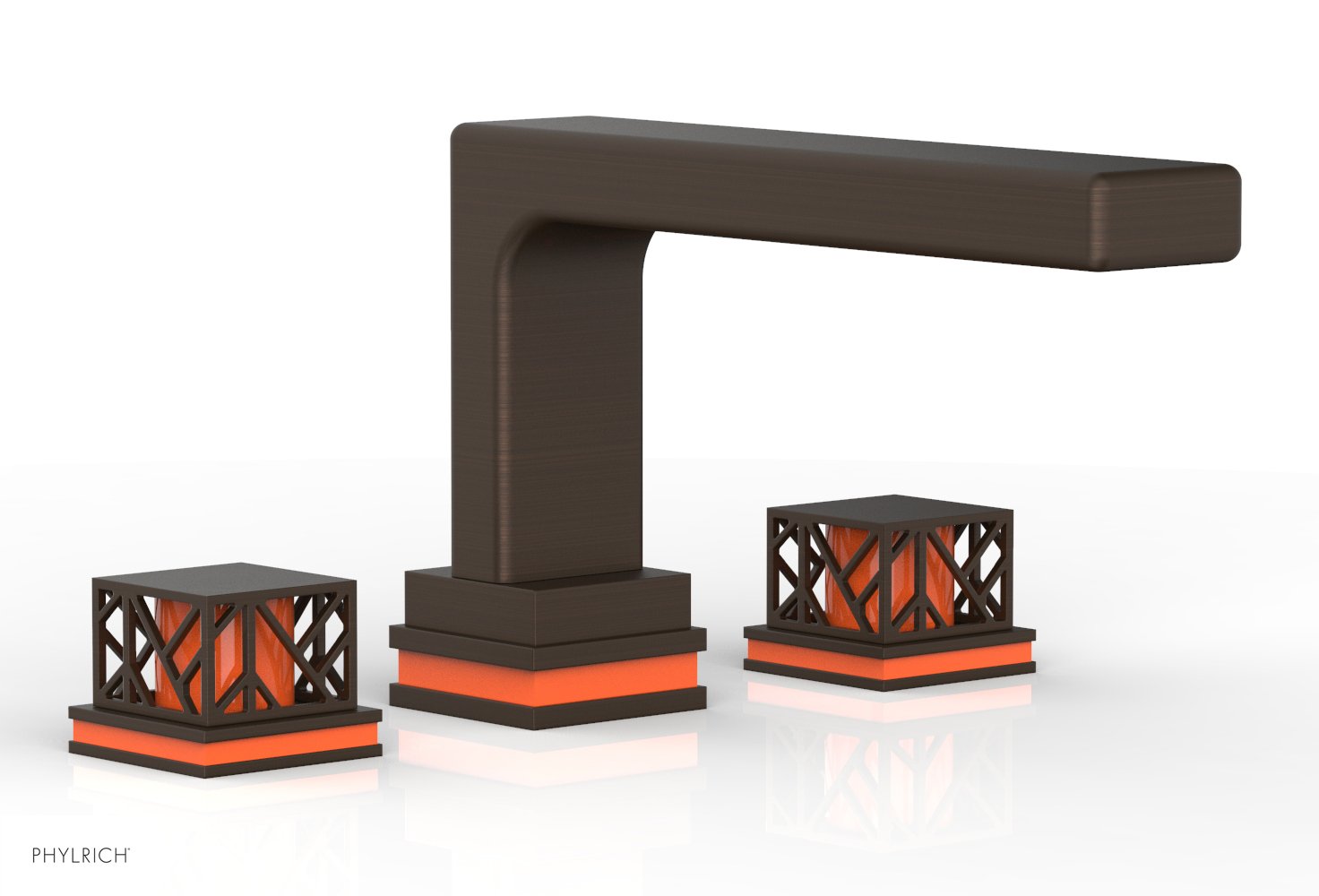 Phylrich JOLIE Deck Tub Set - Square Handles with "Orange" Accents