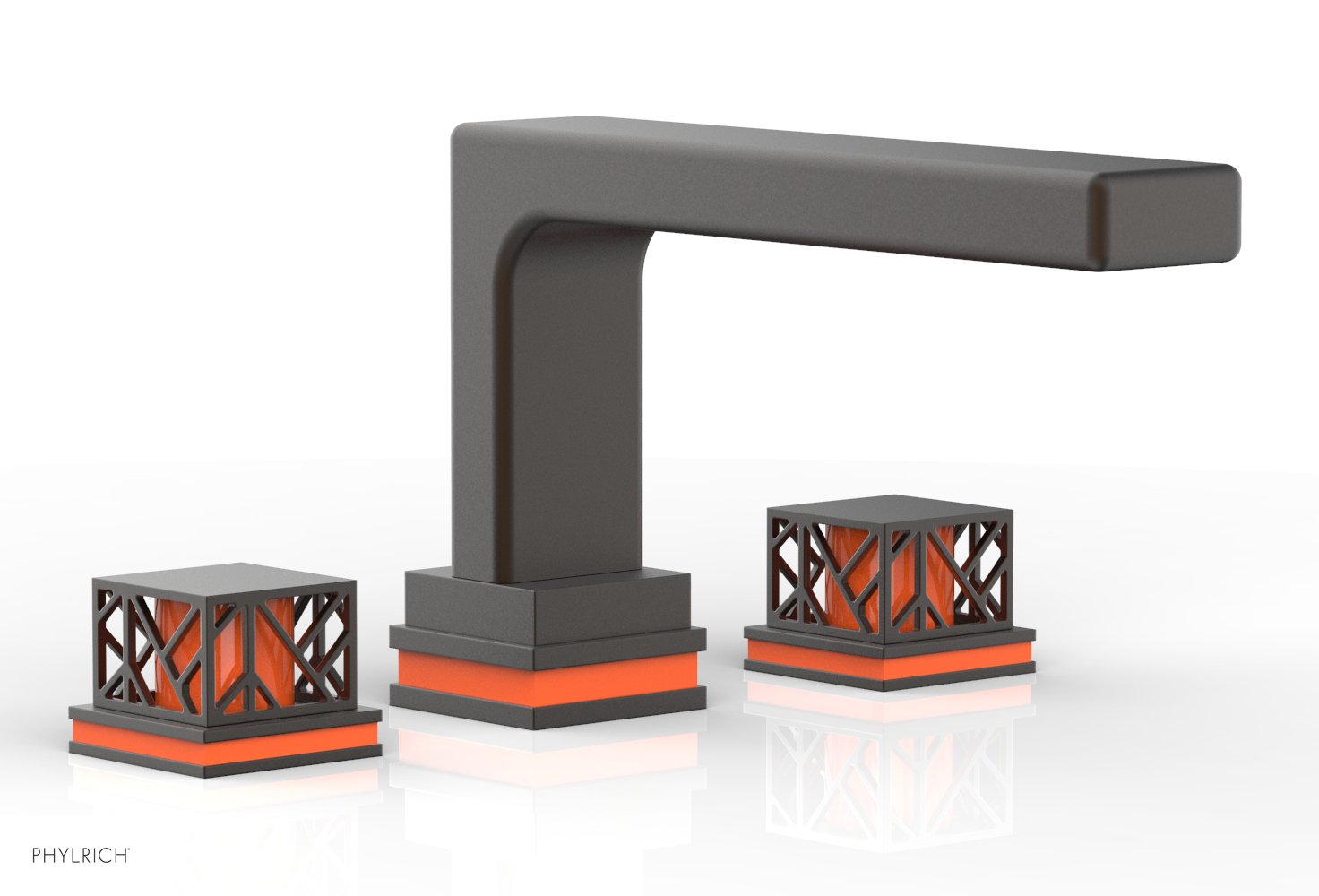 Phylrich JOLIE Deck Tub Set - Square Handles with "Orange" Accents