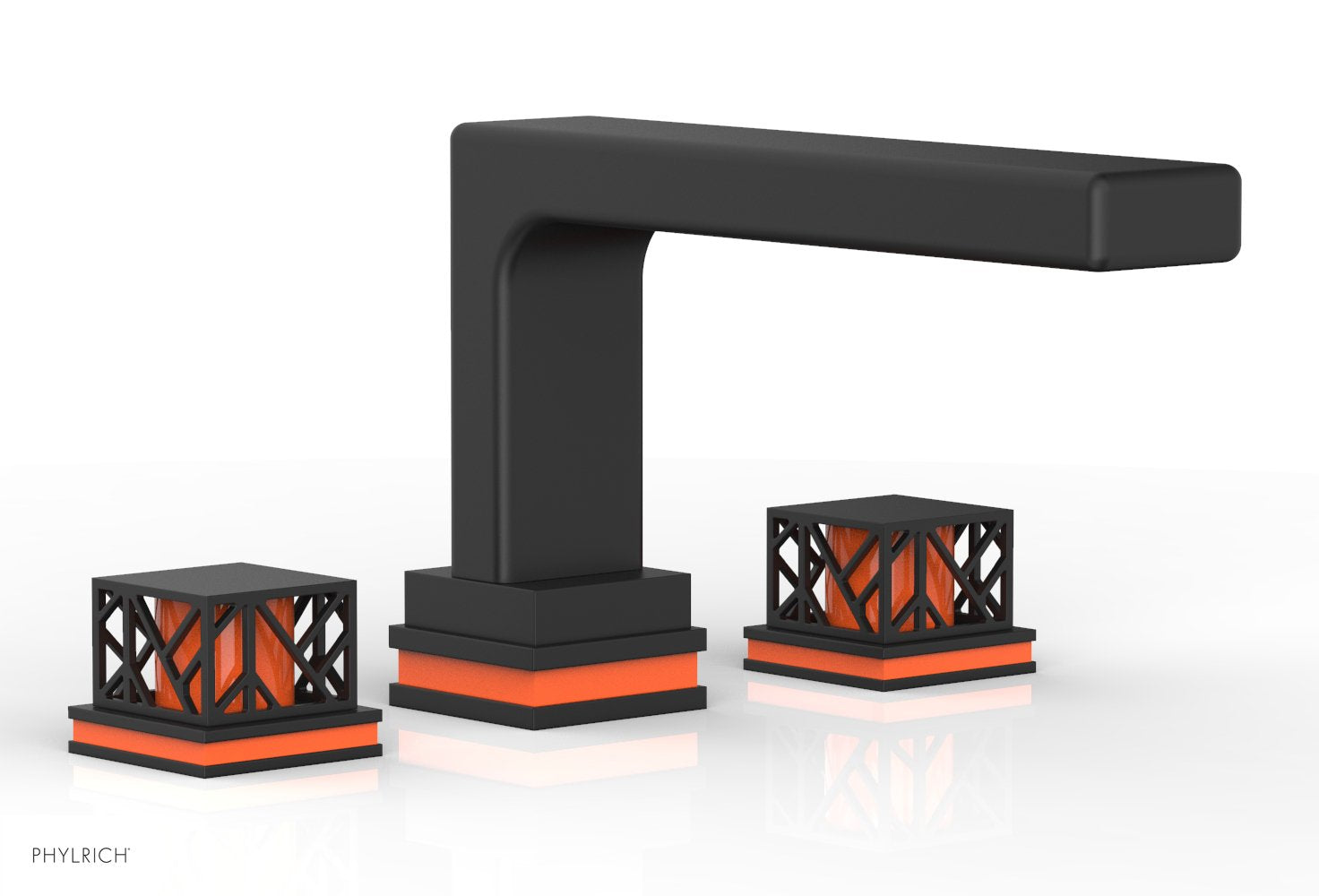 Phylrich JOLIE Deck Tub Set - Square Handles with "Orange" Accents