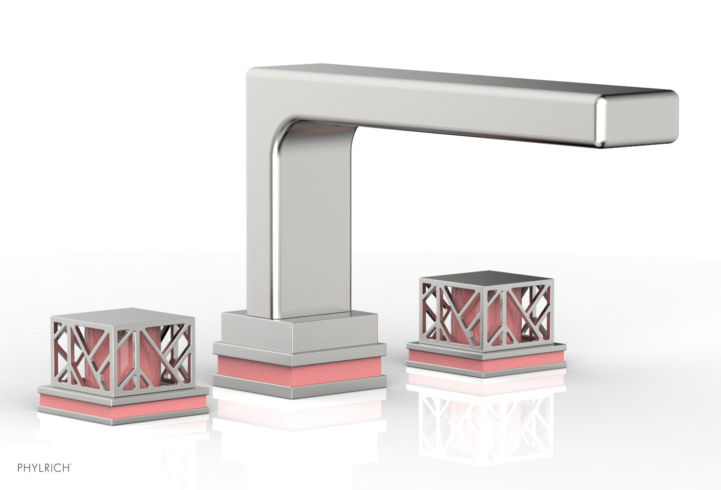 Phylrich JOLIE Deck Tub Set - Square Handles with "Pink" Accents