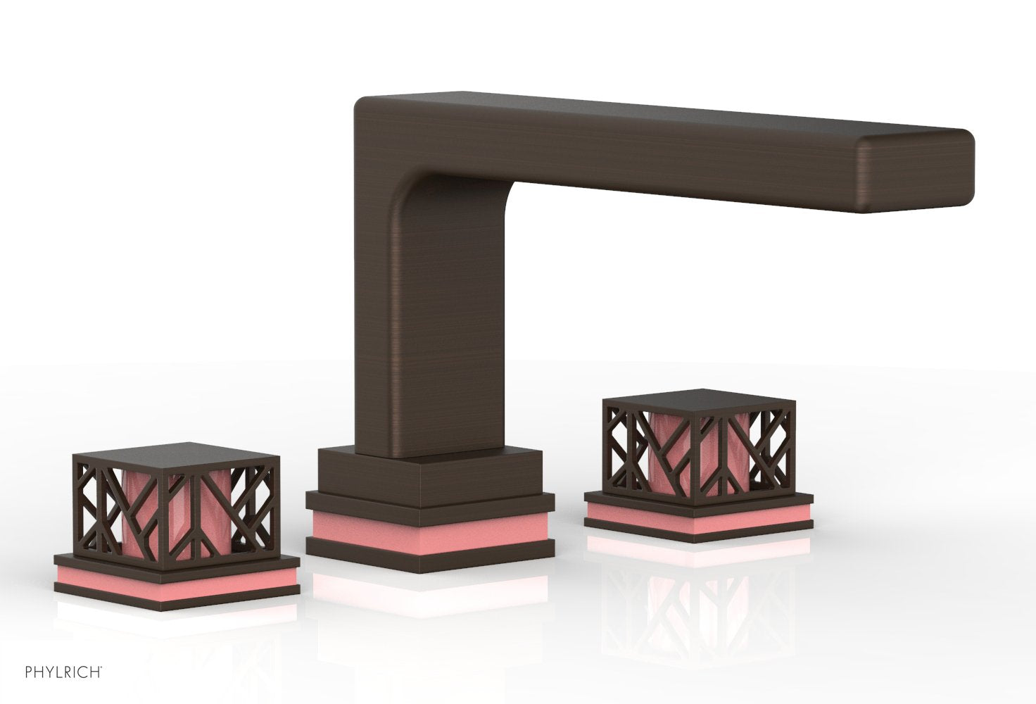 Phylrich JOLIE Deck Tub Set - Square Handles with "Pink" Accents