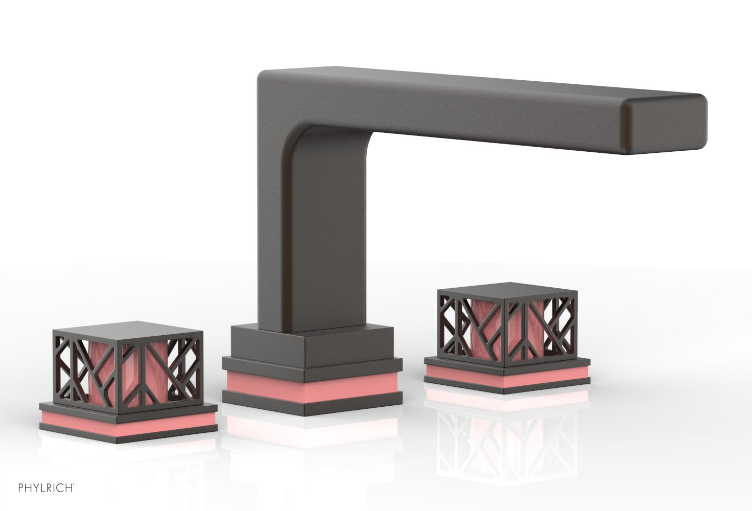 Phylrich JOLIE Deck Tub Set - Square Handles with "Pink" Accents