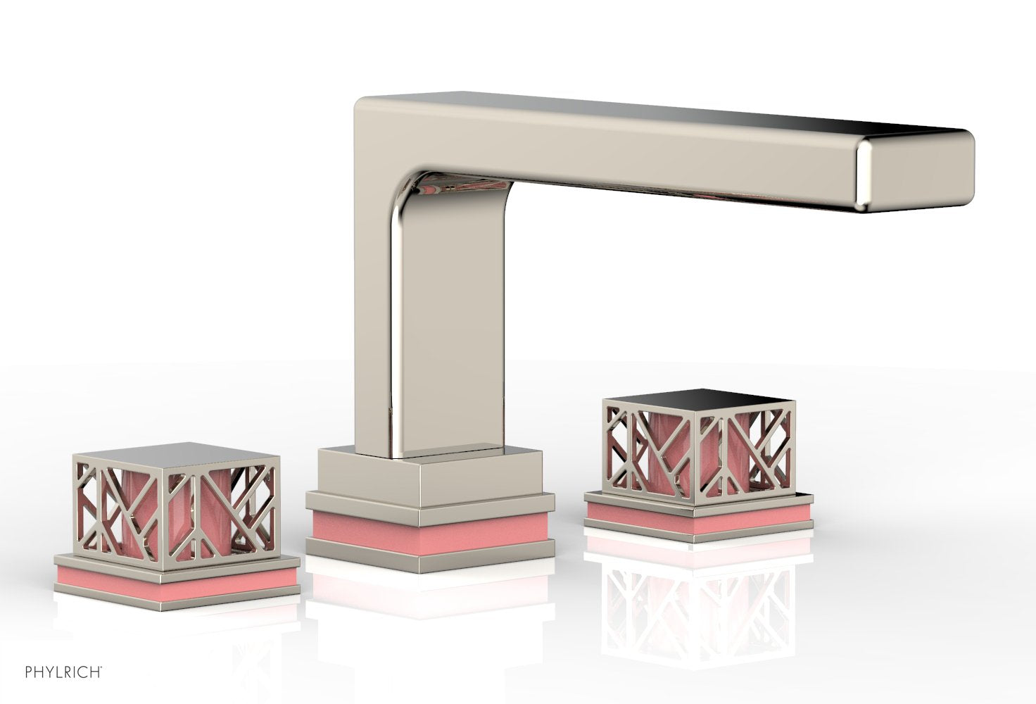 Phylrich JOLIE Deck Tub Set - Square Handles with "Pink" Accents