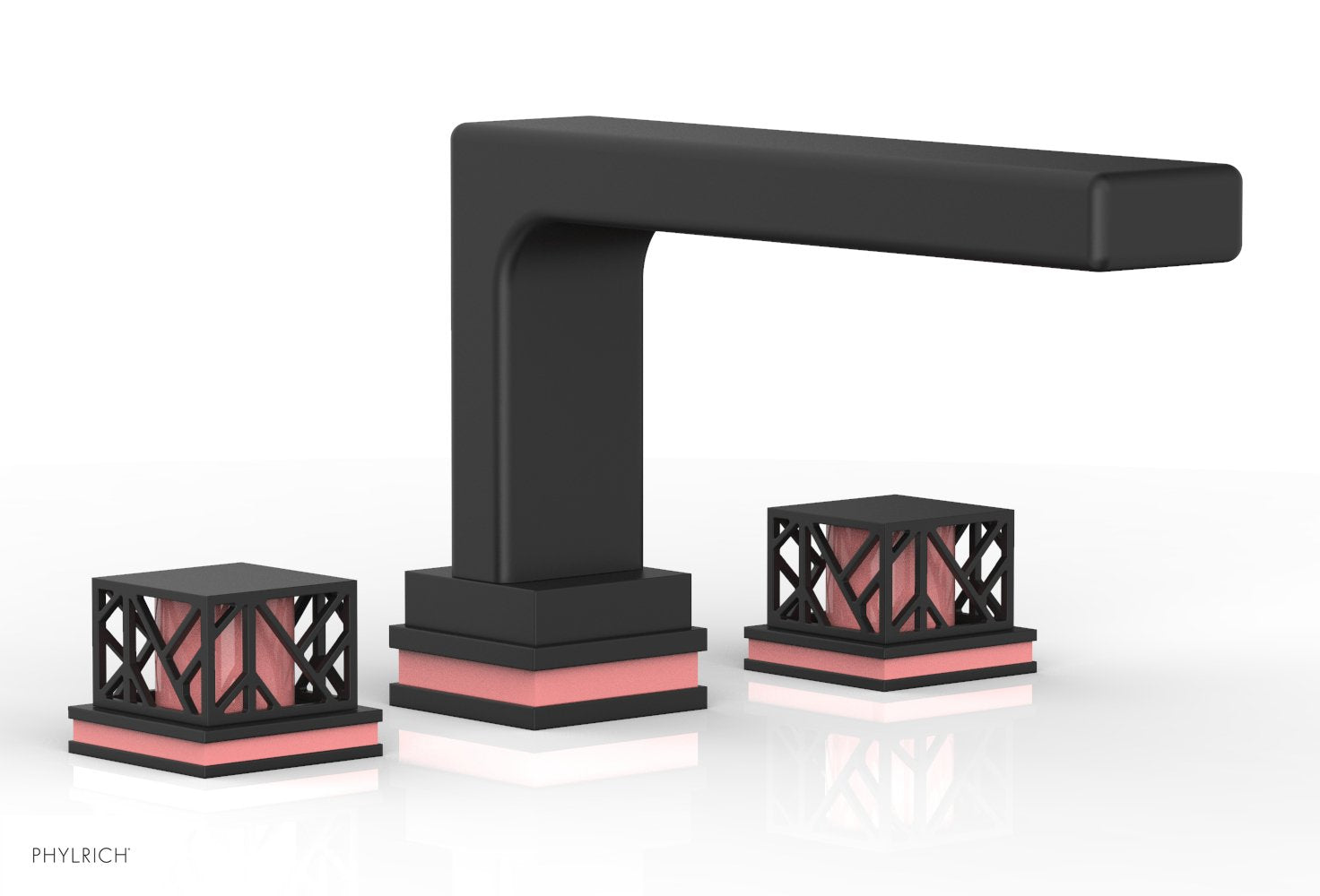 Phylrich JOLIE Deck Tub Set - Square Handles with "Pink" Accents