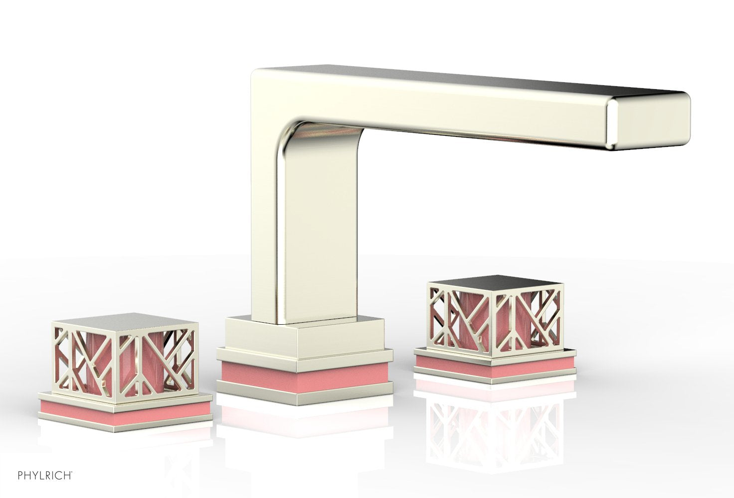 Phylrich JOLIE Deck Tub Set - Square Handles with "Pink" Accents
