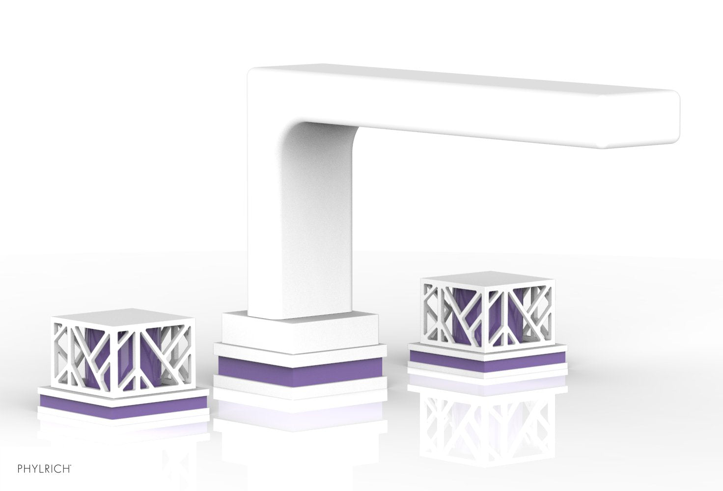 Phylrich JOLIE Deck Tub Set - Square Handles with "Purple" Accents