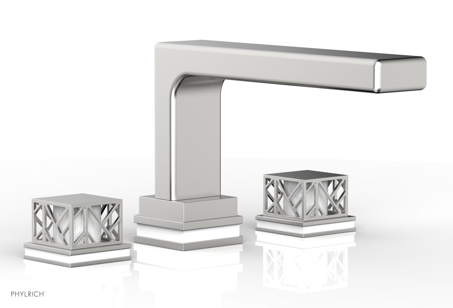 Phylrich JOLIE Deck Tub Set - Square Handles with "White" Accents