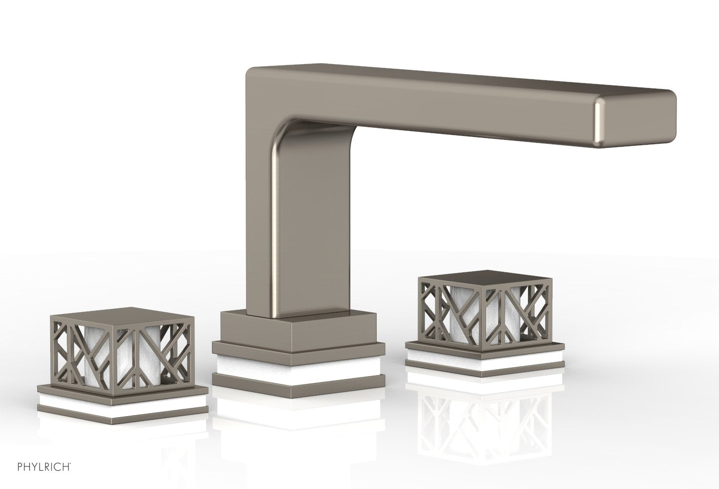 Phylrich JOLIE Deck Tub Set - Square Handles with "White" Accents