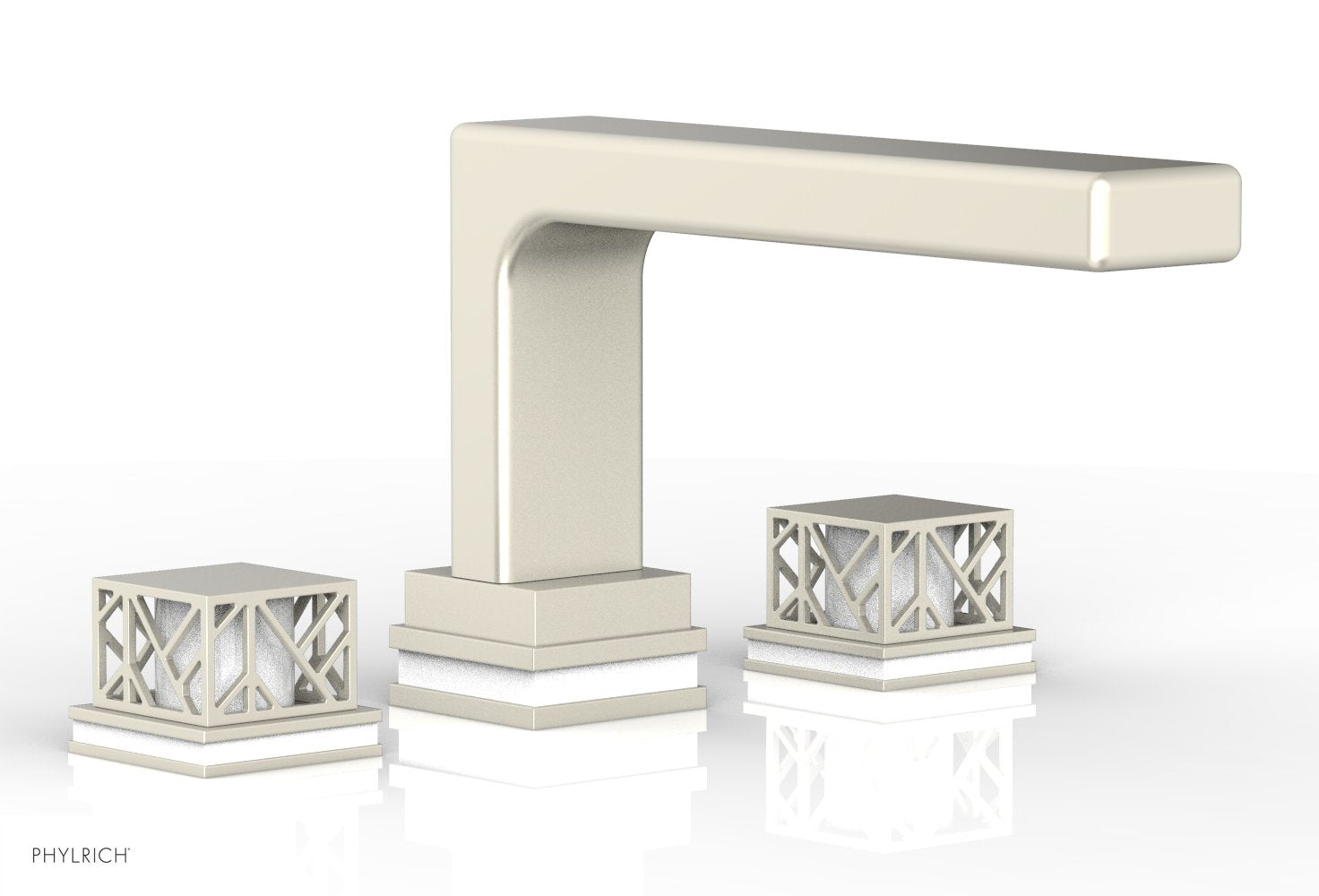 Phylrich JOLIE Deck Tub Set - Square Handles with "White" Accents