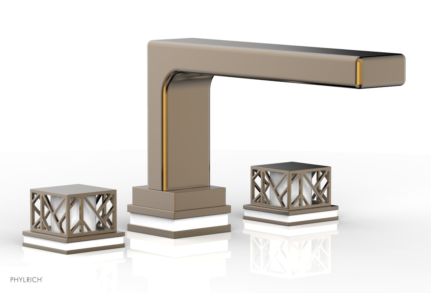 Phylrich JOLIE Deck Tub Set - Square Handles with "White" Accents