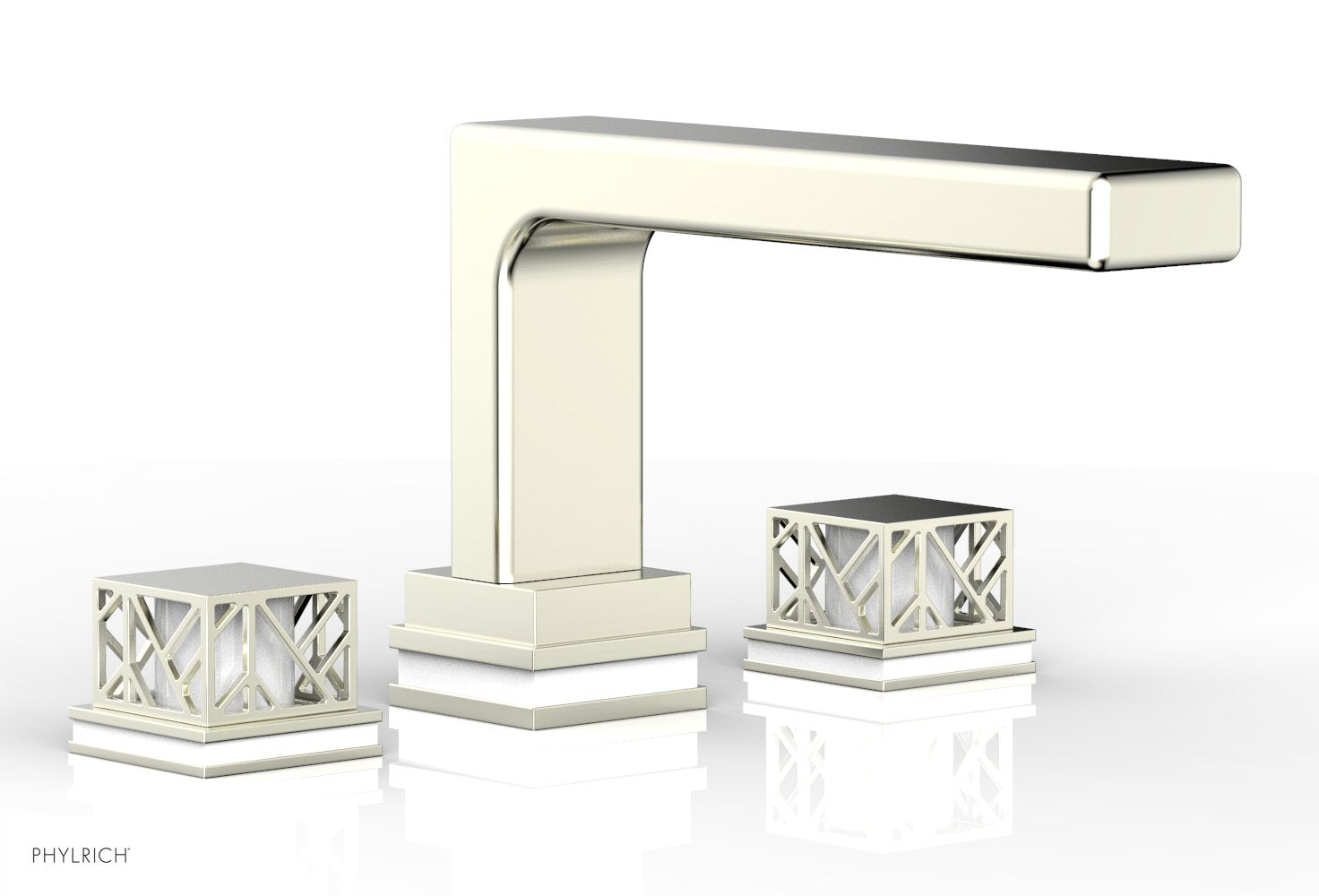 Phylrich JOLIE Deck Tub Set - Square Handles with "White" Accents