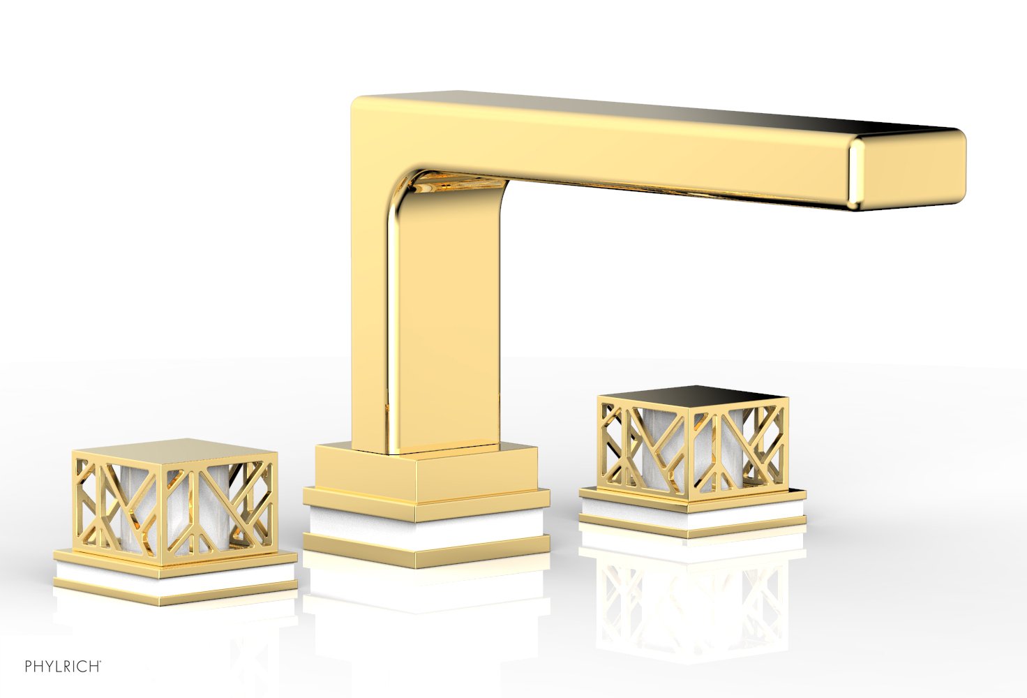 Phylrich JOLIE Deck Tub Set - Square Handles with "White" Accents