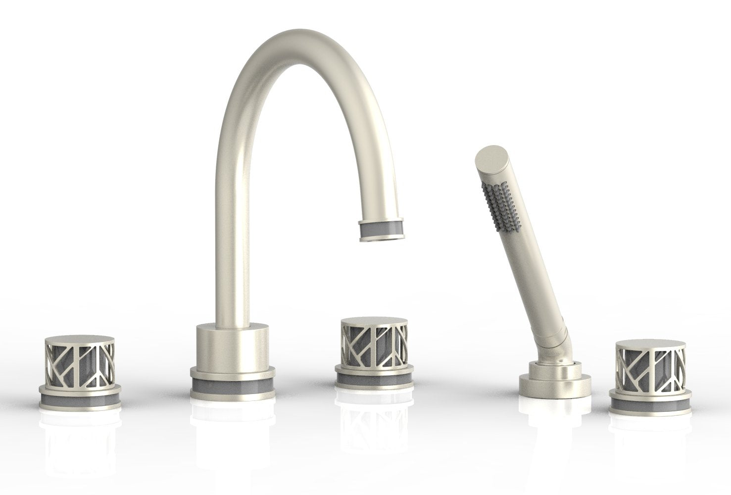 Phylrich JOLIE Deck Tub Set with Hand Shower - Round Handles with "Grey" Accents