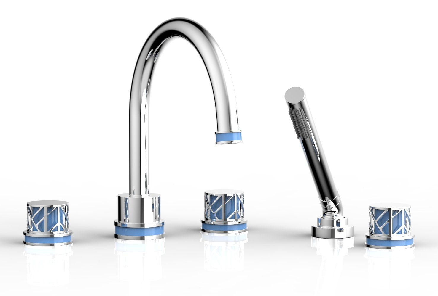 polished chrome deck tub set