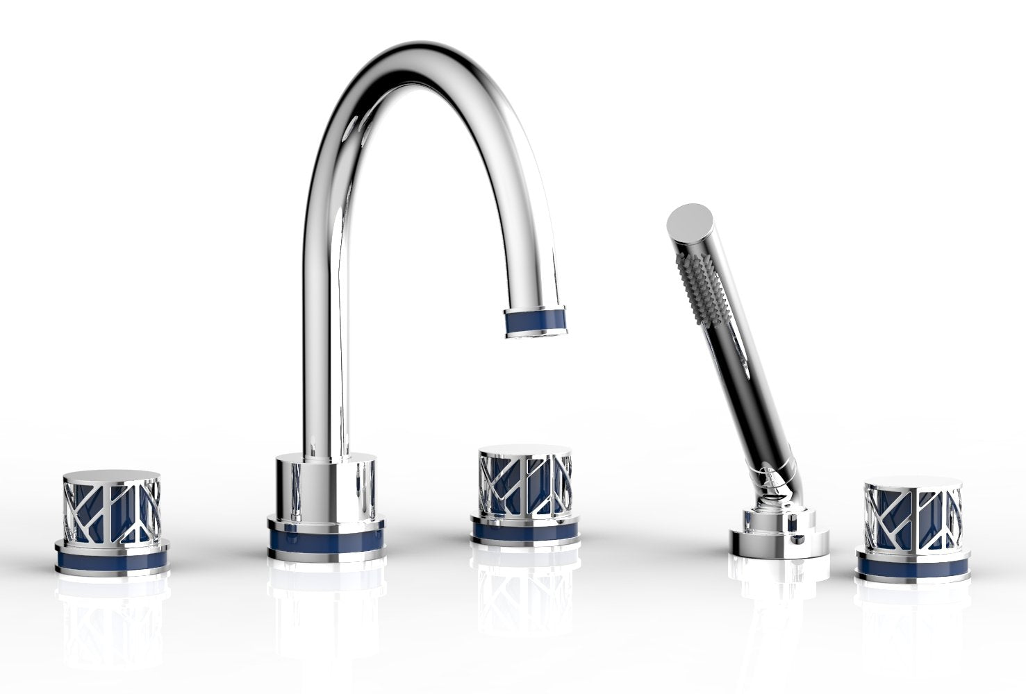 polished chrome deck tub set