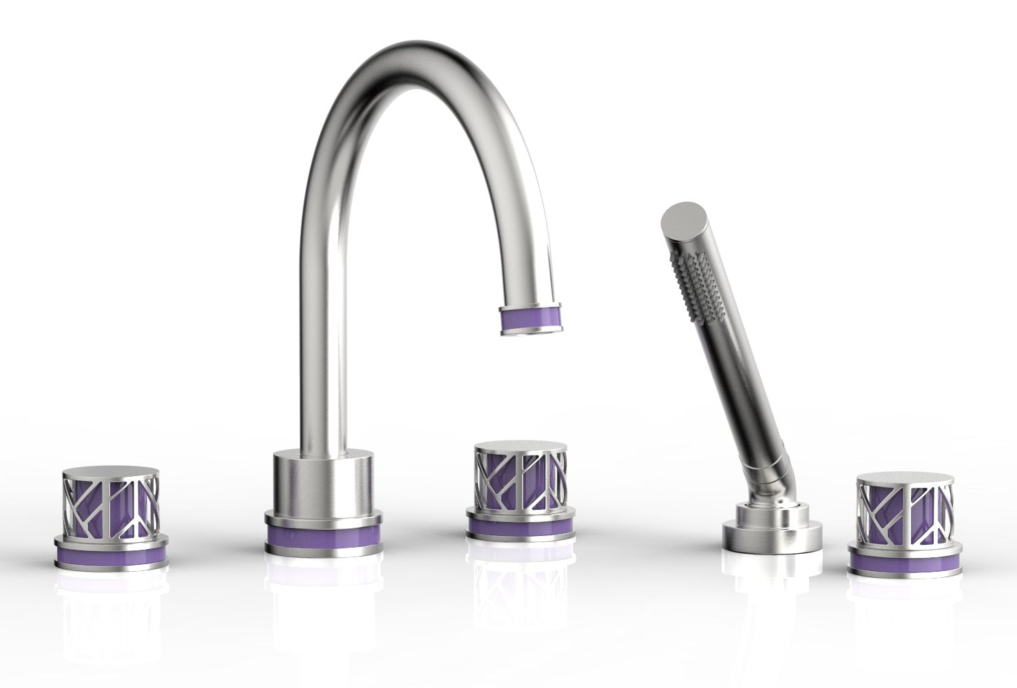 Phylrich JOLIE Deck Tub Set with Hand Shower - Round Handles with "Purple" Accents
