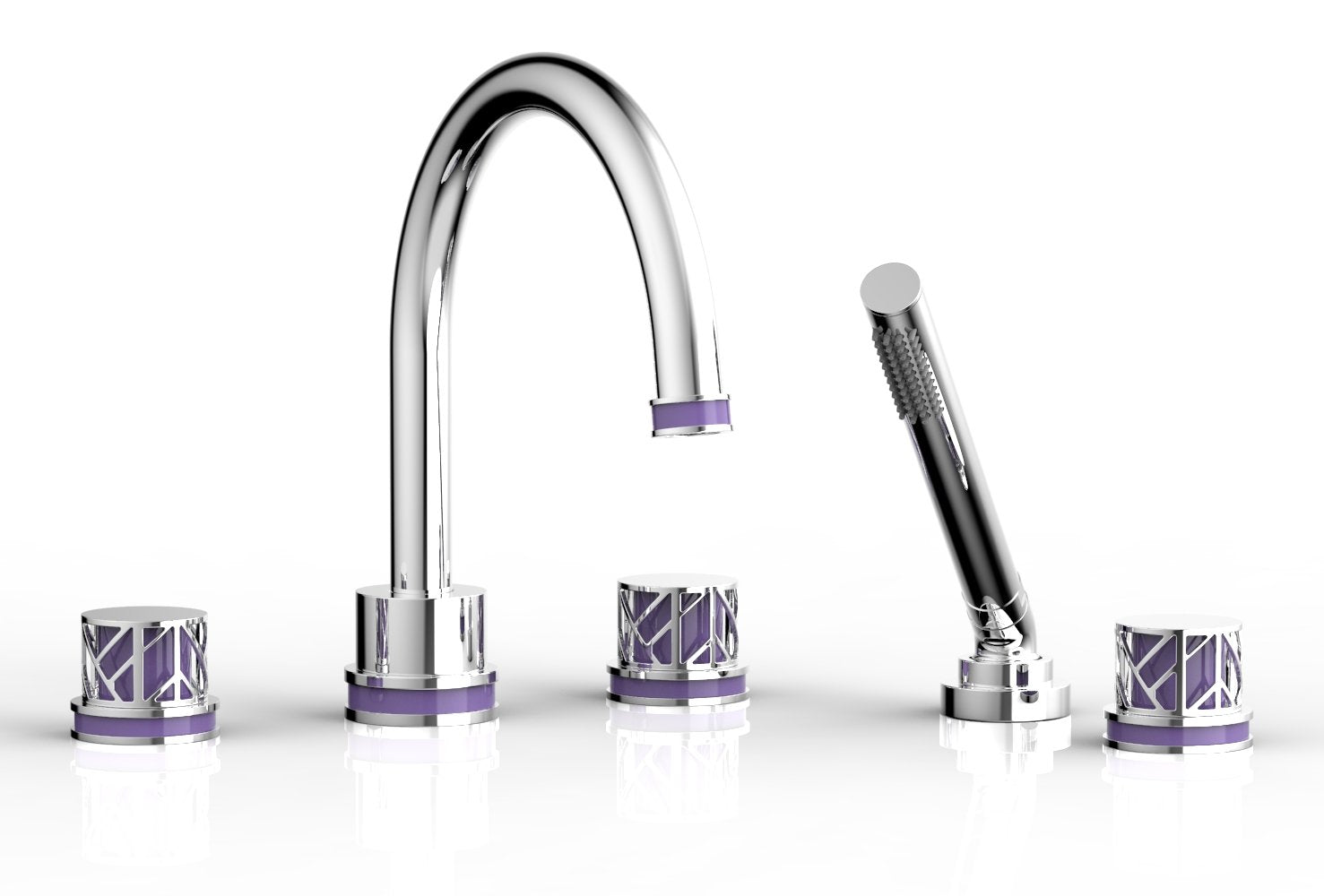 polished chrome deck tub set