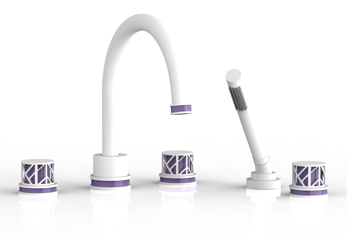 Phylrich JOLIE Deck Tub Set with Hand Shower - Round Handles with "Purple" Accents