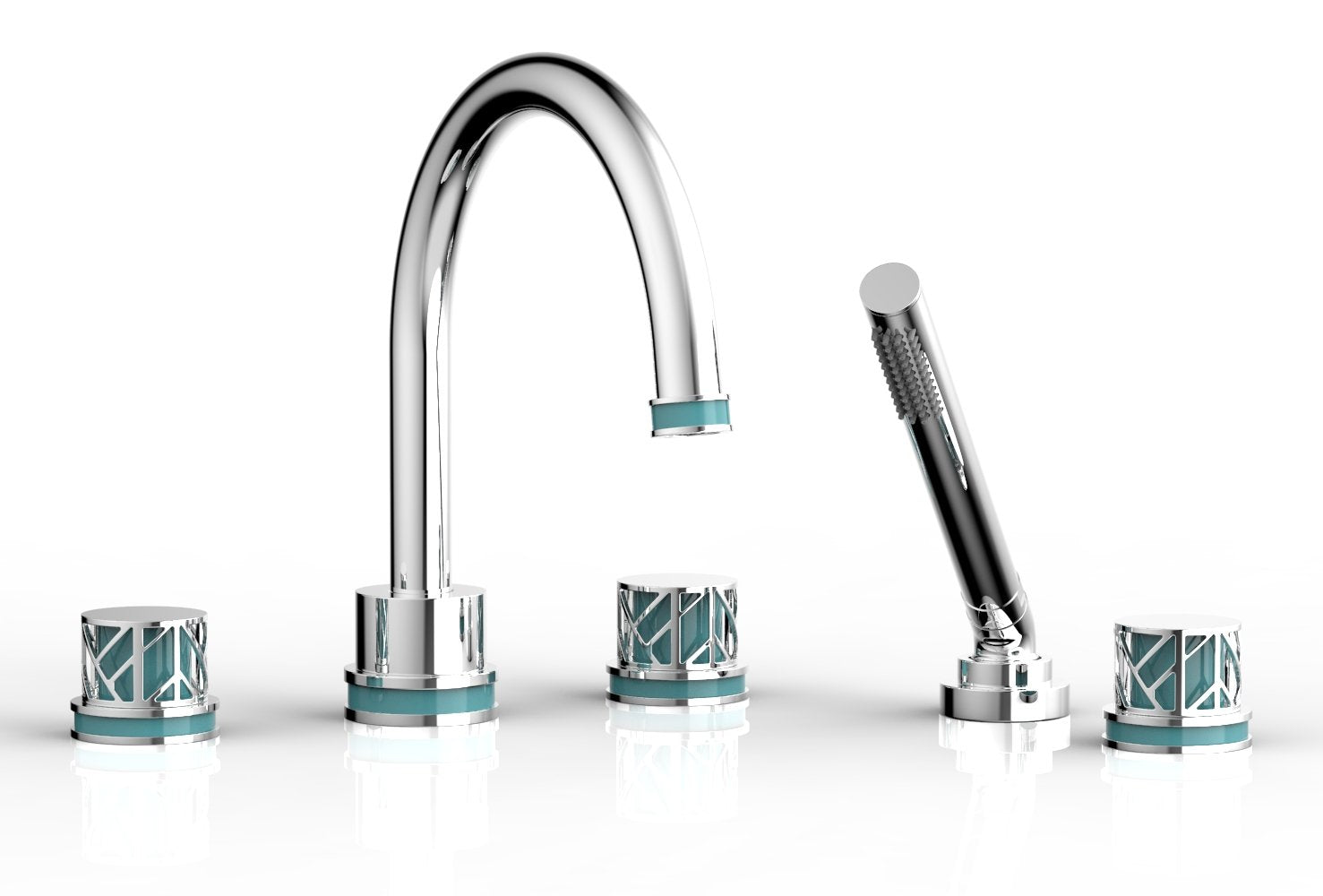 polished chrome deck tub set