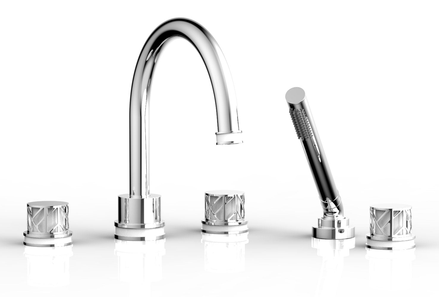 polished chrome deck tub set