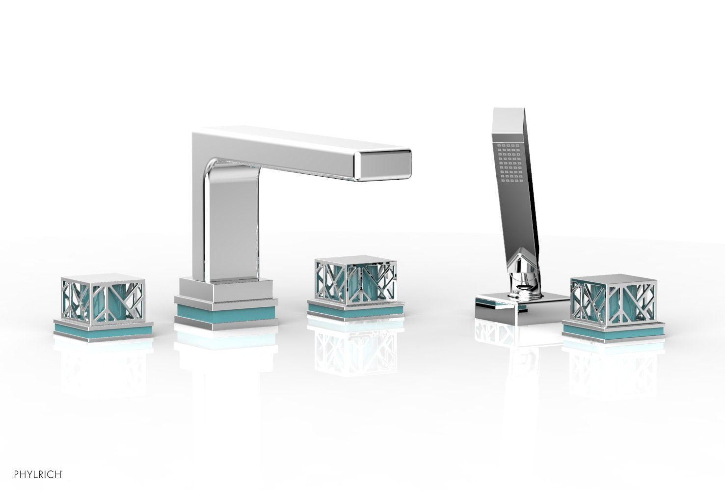 polished chrome deck tub set