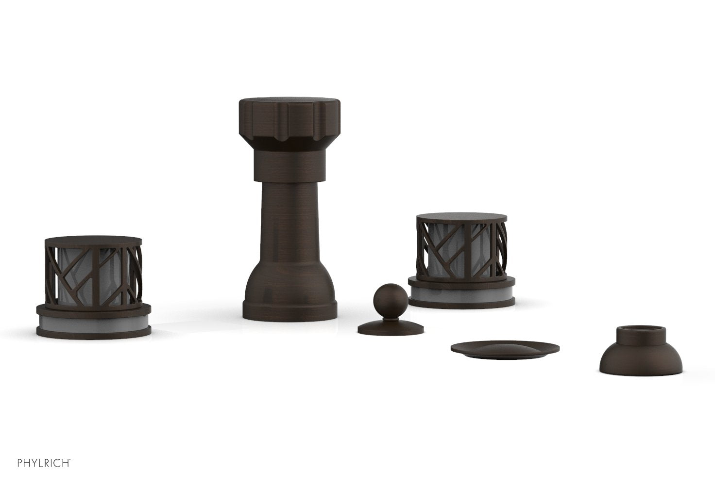 Phylrich JOLIE Four Hole Bidet Set - Round Handles with "Grey Accents"