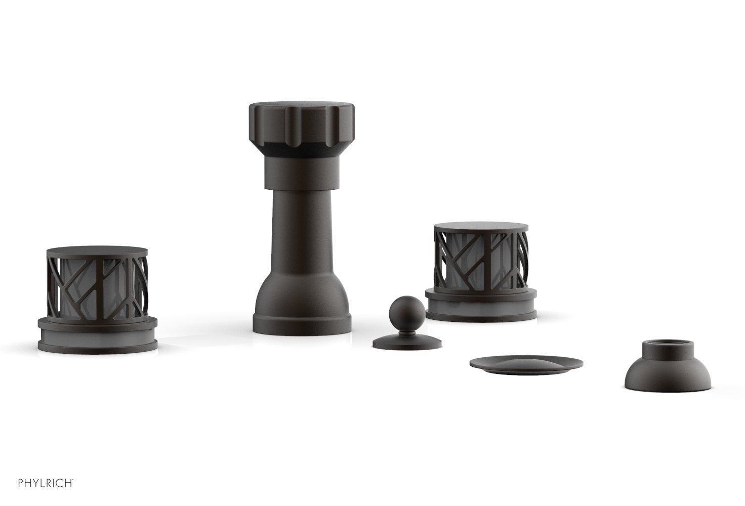 Phylrich JOLIE Four Hole Bidet Set - Round Handles with "Grey Accents"