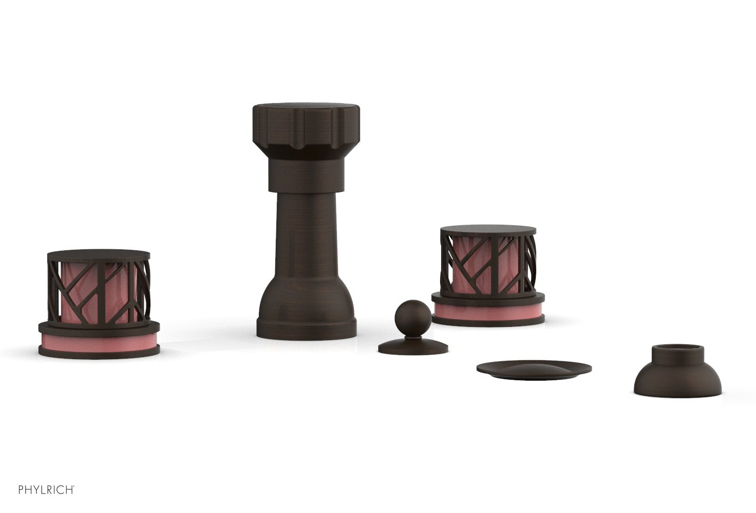 Phylrich JOLIE Four Hole Bidet Set - Round Handles with "Pink Accents"