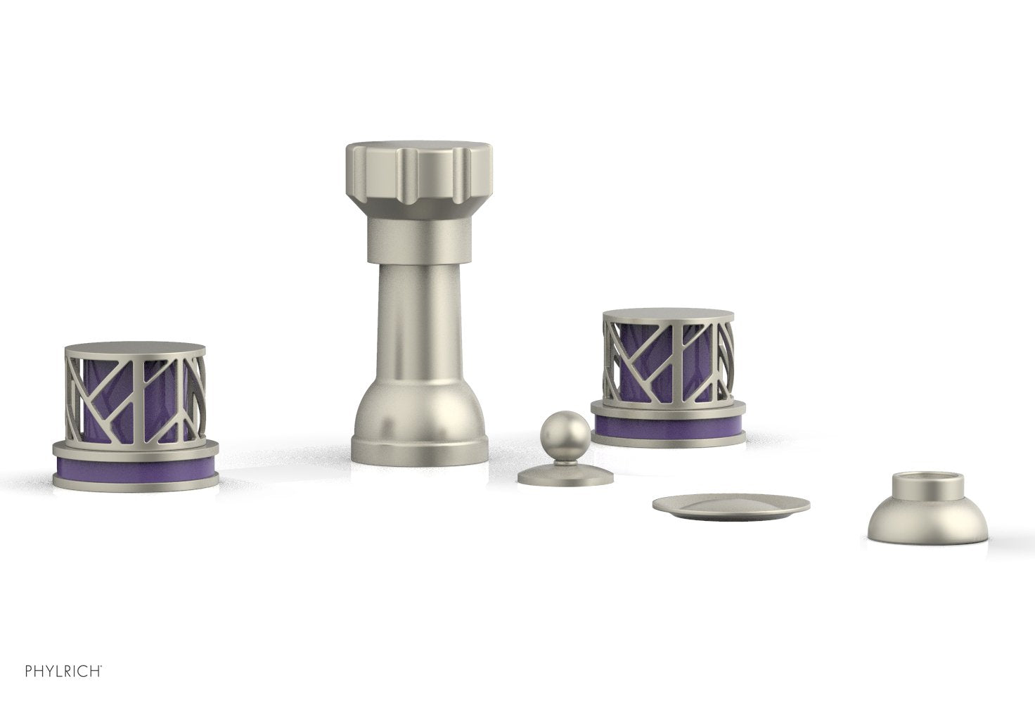 Phylrich JOLIE Four Hole Bidet Set - Round Handles with "Purple Accents"
