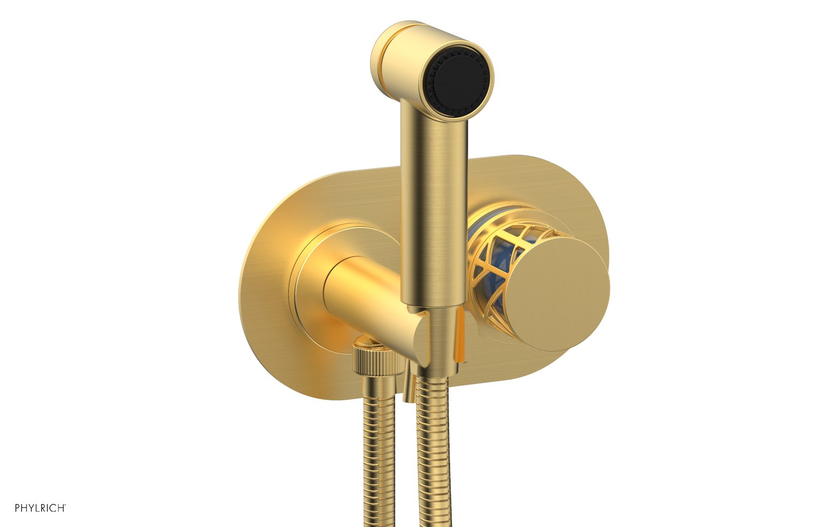 Phylrich JOLIE Wall Mounted Bidet, Round Handle with "Light Blue" Accents