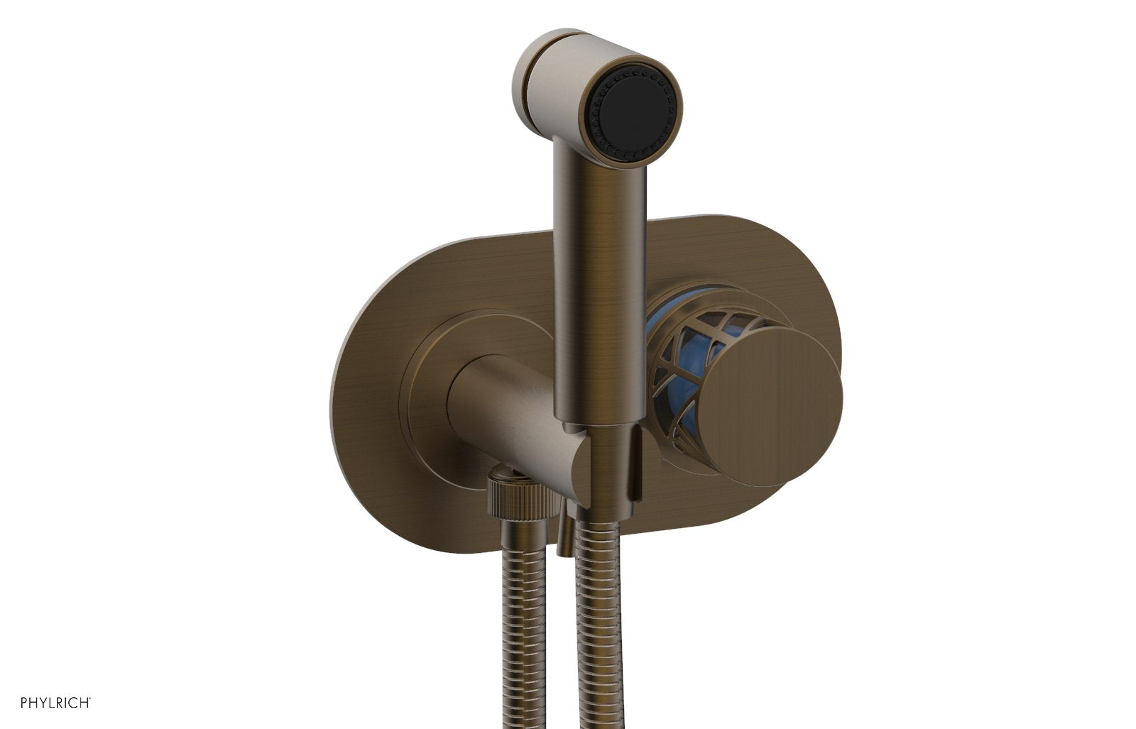 Phylrich JOLIE Wall Mounted Bidet, Round Handle with "Light Blue" Accents