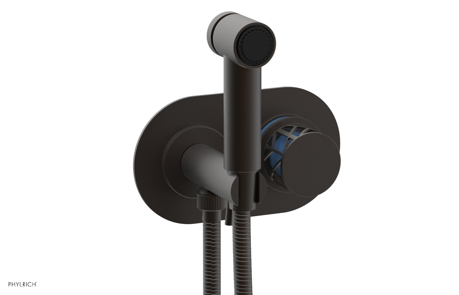 Phylrich JOLIE Wall Mounted Bidet, Round Handle with "Light Blue" Accents