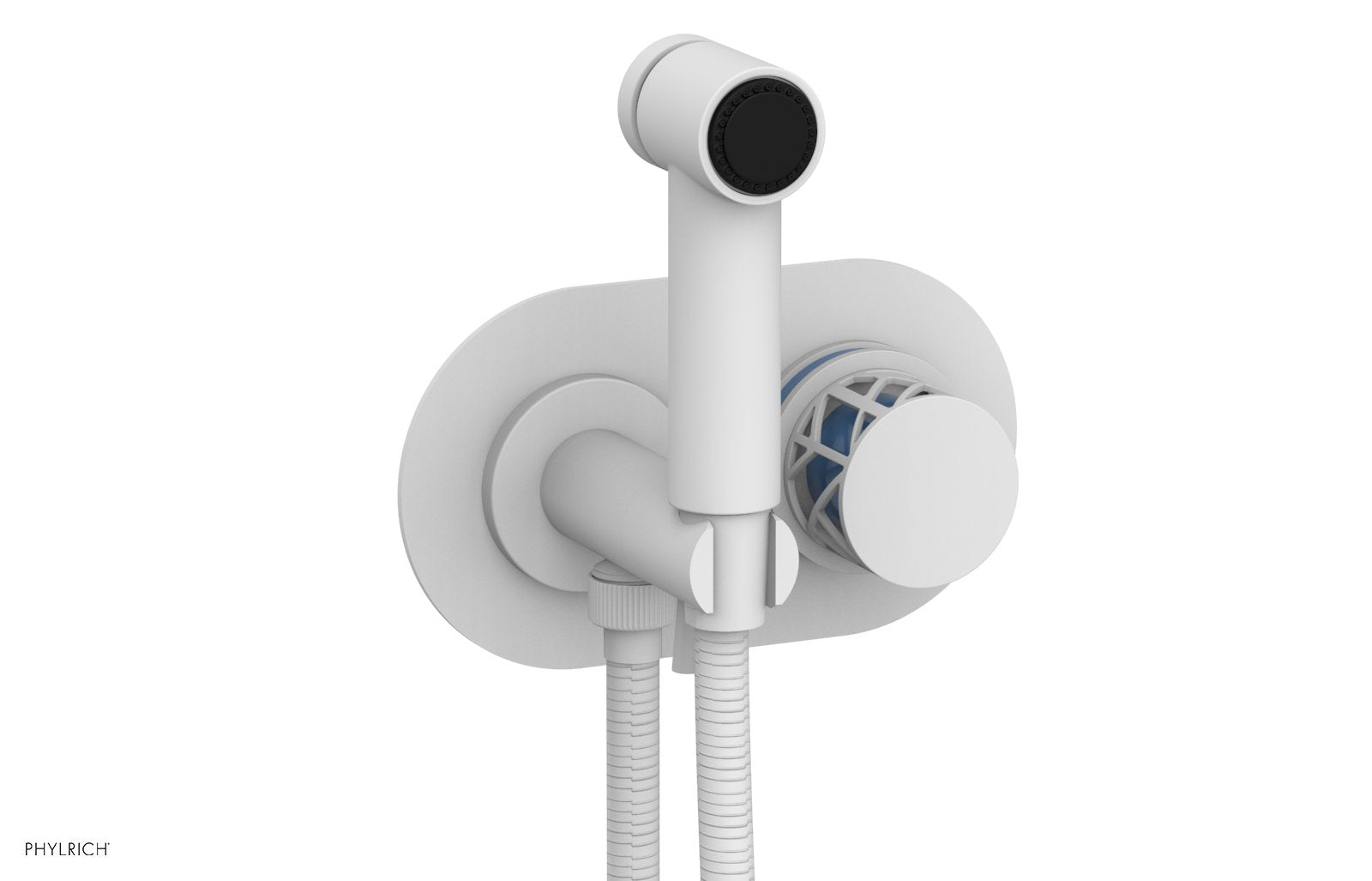 Phylrich JOLIE Wall Mounted Bidet, Round Handle with "Light Blue" Accents