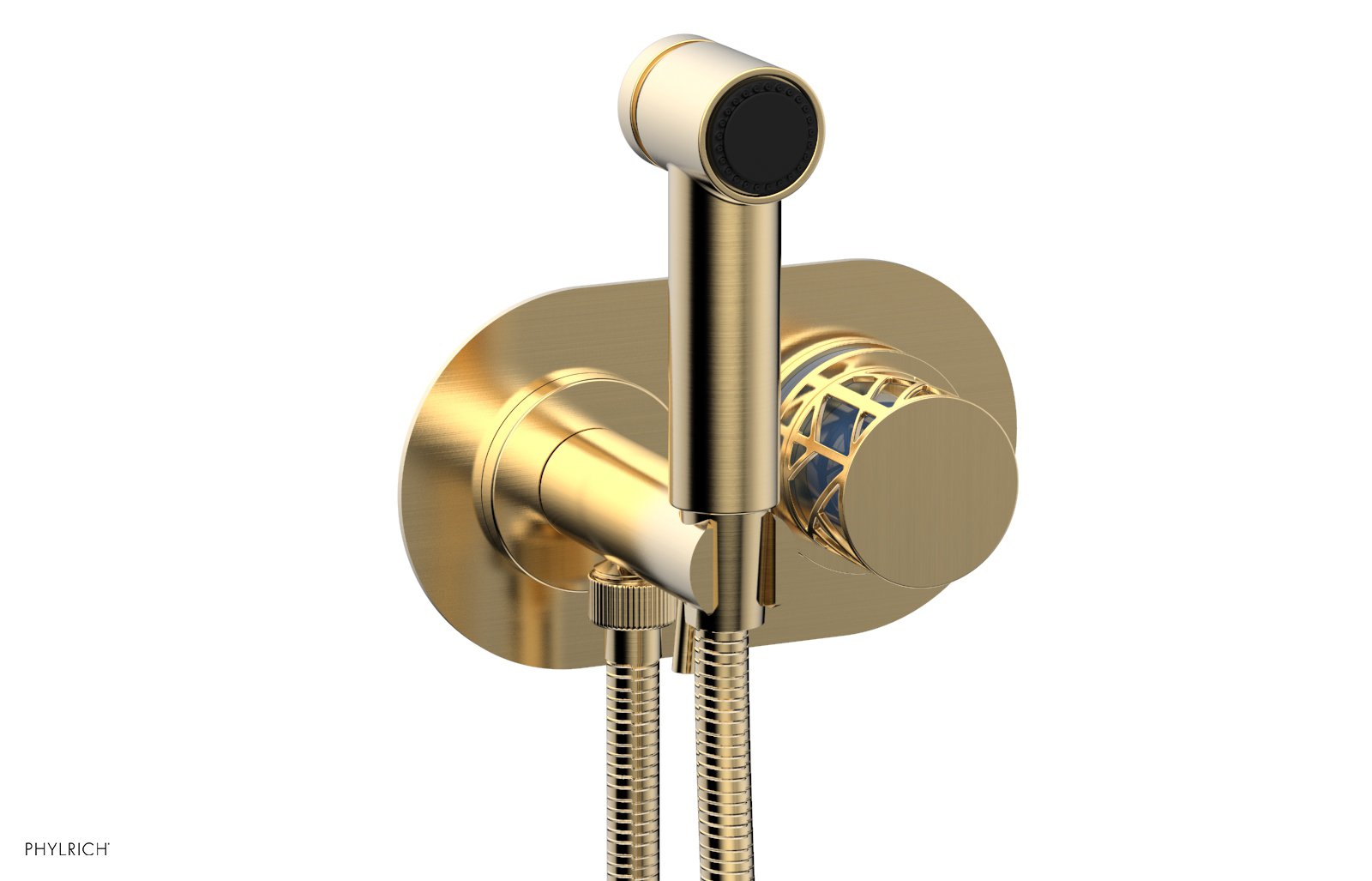 Phylrich JOLIE Wall Mounted Bidet, Round Handle with "Light Blue" Accents