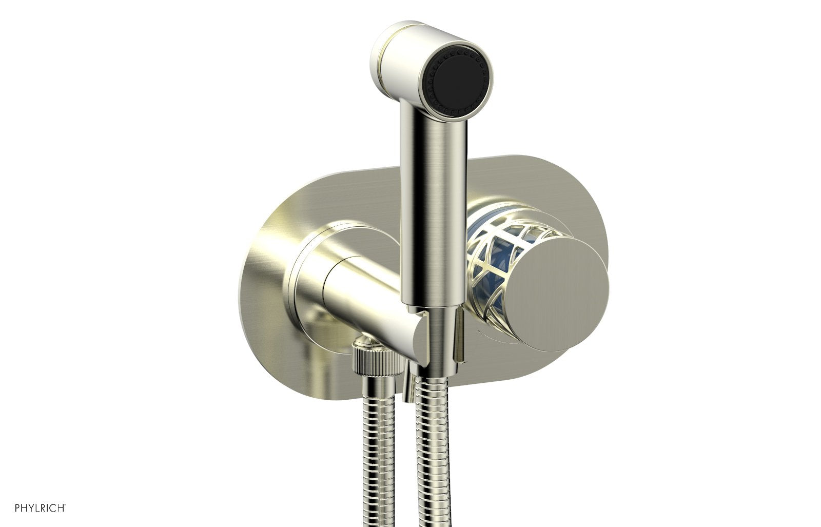 Phylrich JOLIE Wall Mounted Bidet, Round Handle with "Light Blue" Accents