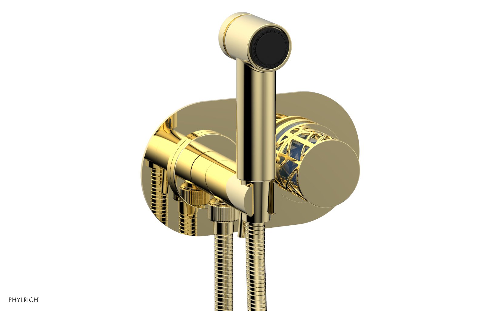Phylrich JOLIE Wall Mounted Bidet, Round Handle with "Light Blue" Accents